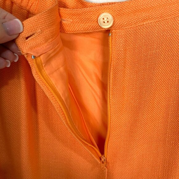 Vintage Y2K Peach Woven Skirt Suit By Susan Bristol Size 10 Blazer 14 Skirt 90s - Picture 11 of 15